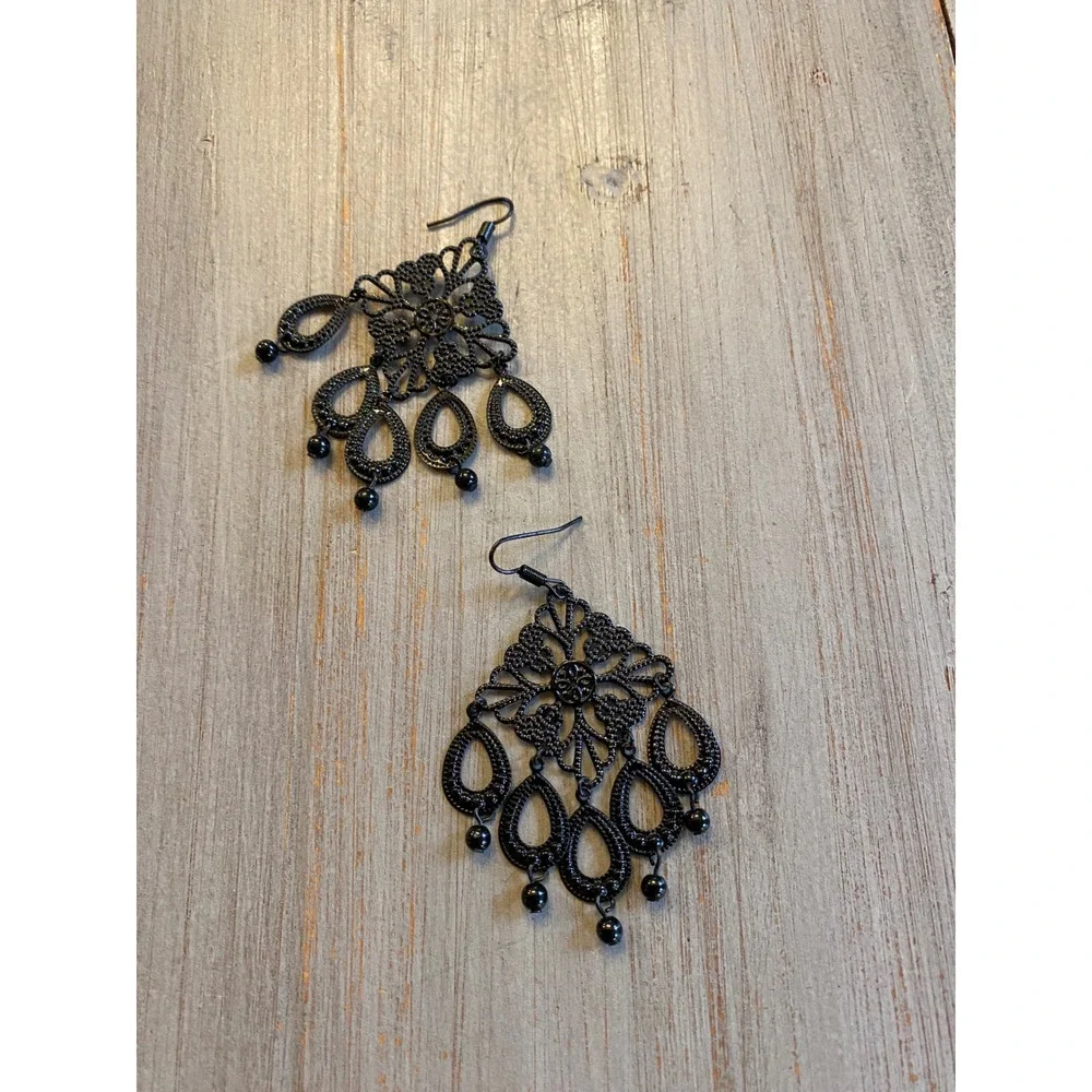 Black‎ Chandelier Dangle Earrings Gothic Victorian Boho Women